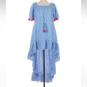 Blue Gingham High Low Dress